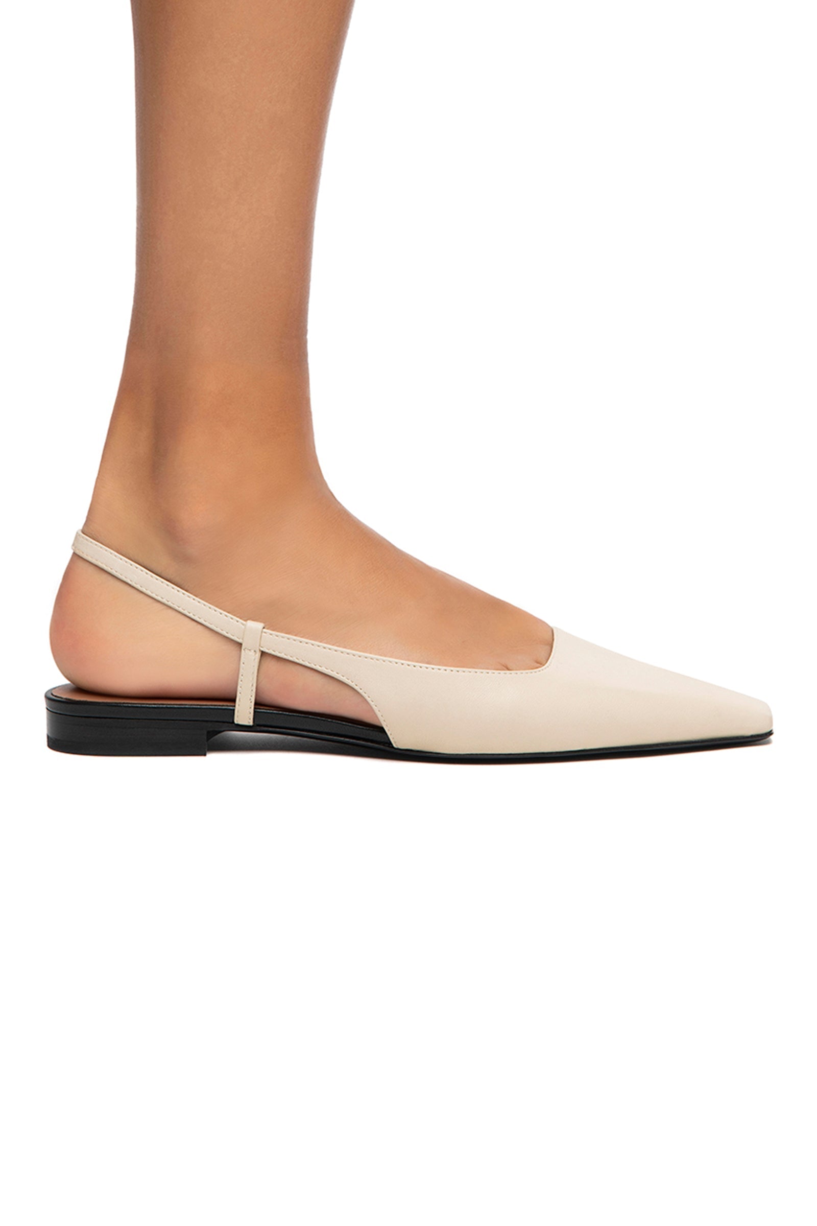 3JUIN Lian Sierra Slingback Flat Shoe in Milk