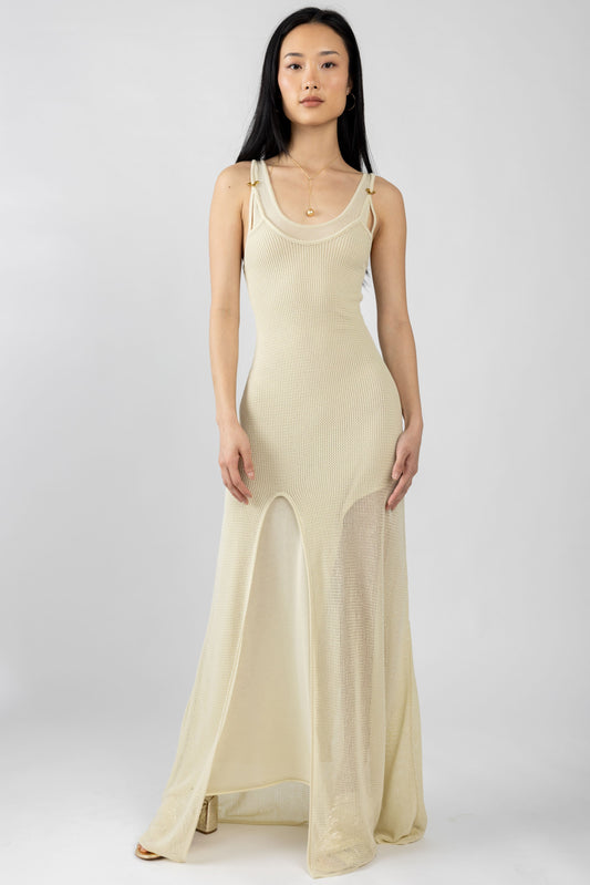 AERON Sirena Cotton Maxi Dress in Creme