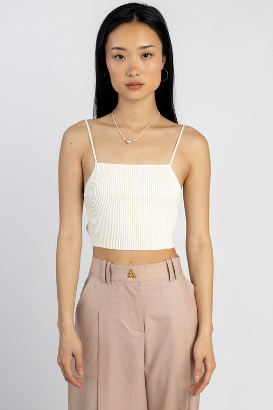 AERON ZERO101 Ribbed Crop Top in Creme