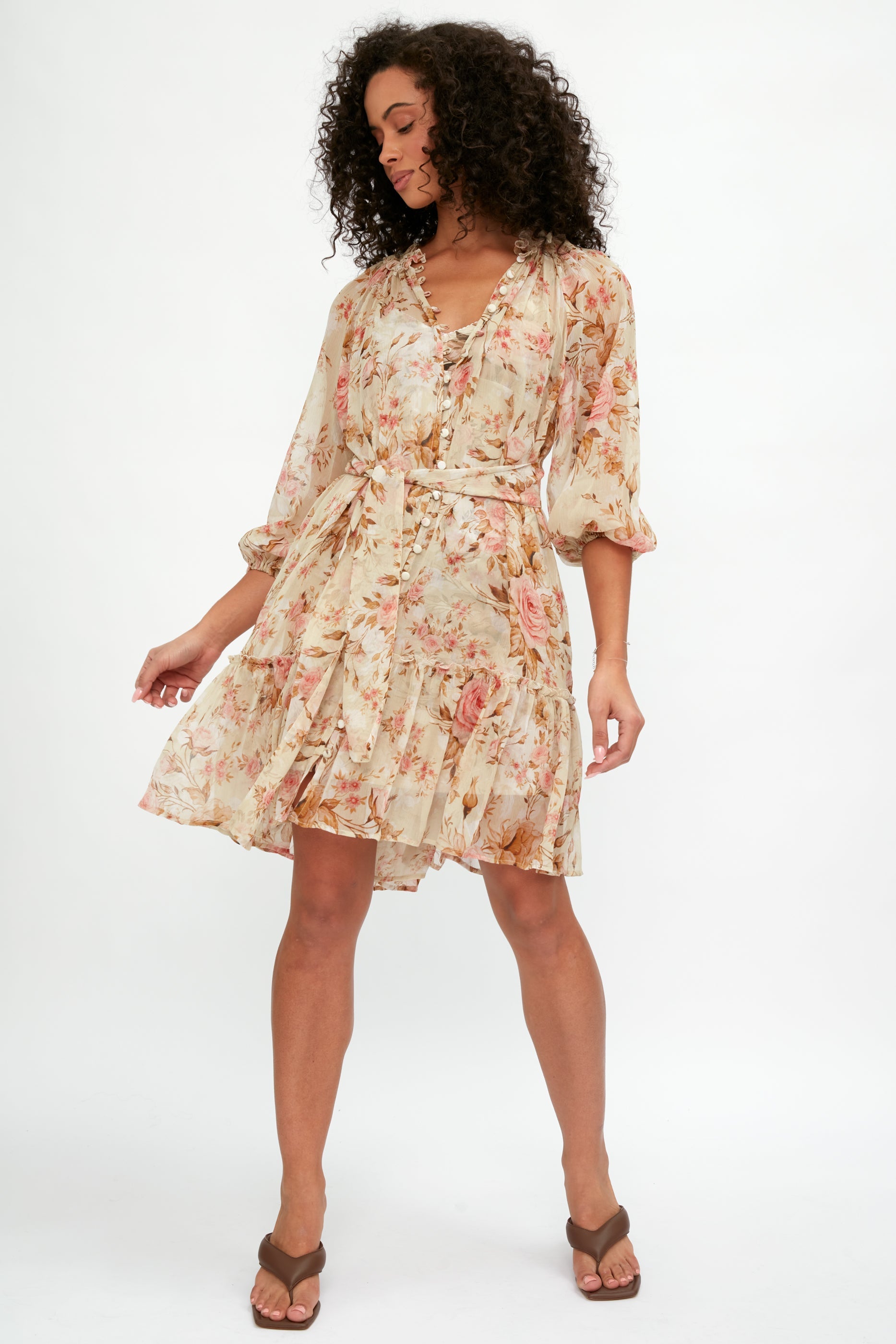 ALESSIA ZAMATTIO Gardenia Silk Dress in Rose Floral Print
