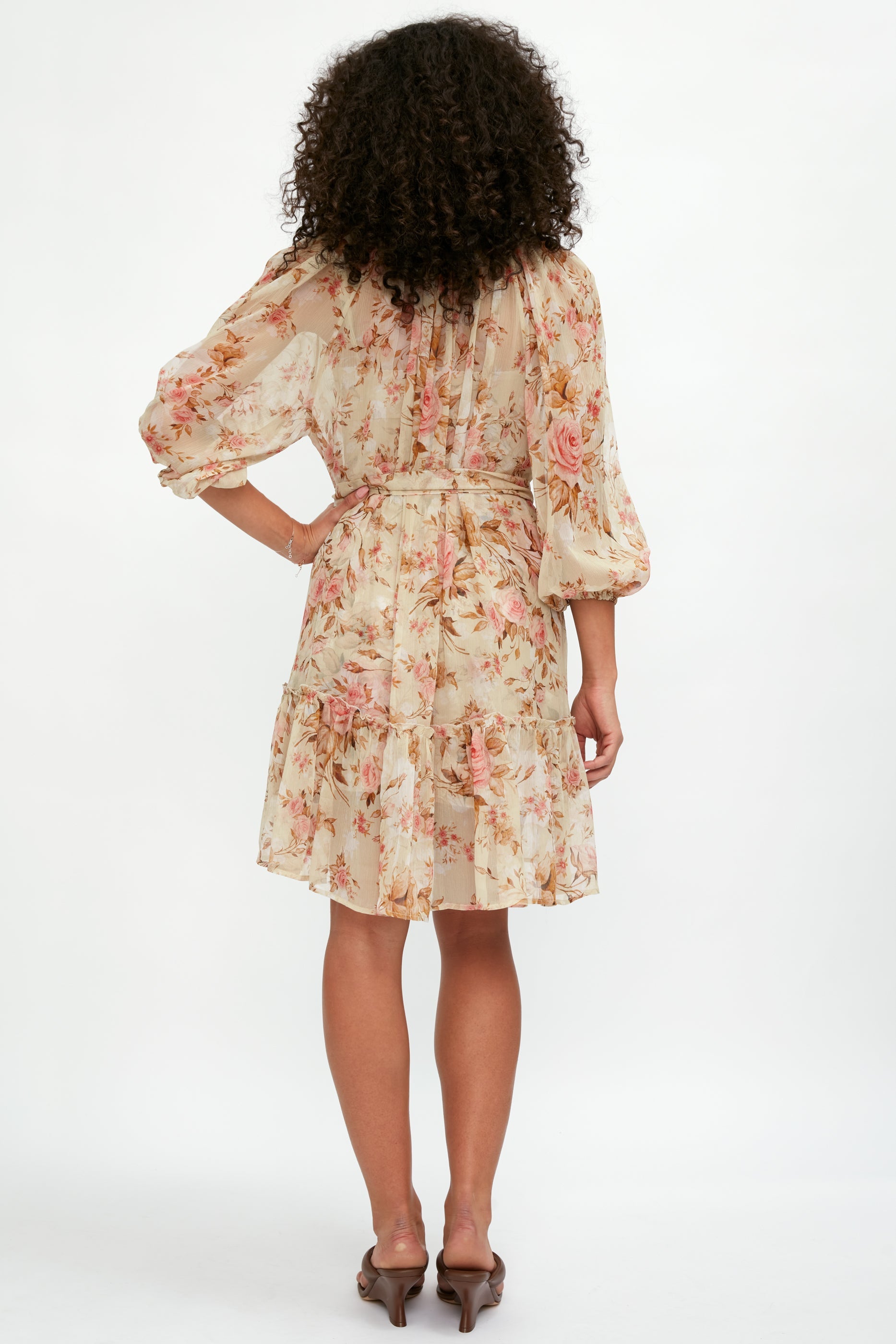 ALESSIA ZAMATTIO Gardenia Silk Dress in Rose Floral Print