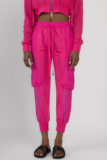 ANDREA YA'AQOV Cargo Jogging Pant in Fucsia