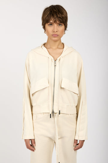 ANDREA YA'AQOV Hooded Zip-Up Jacket in Shell