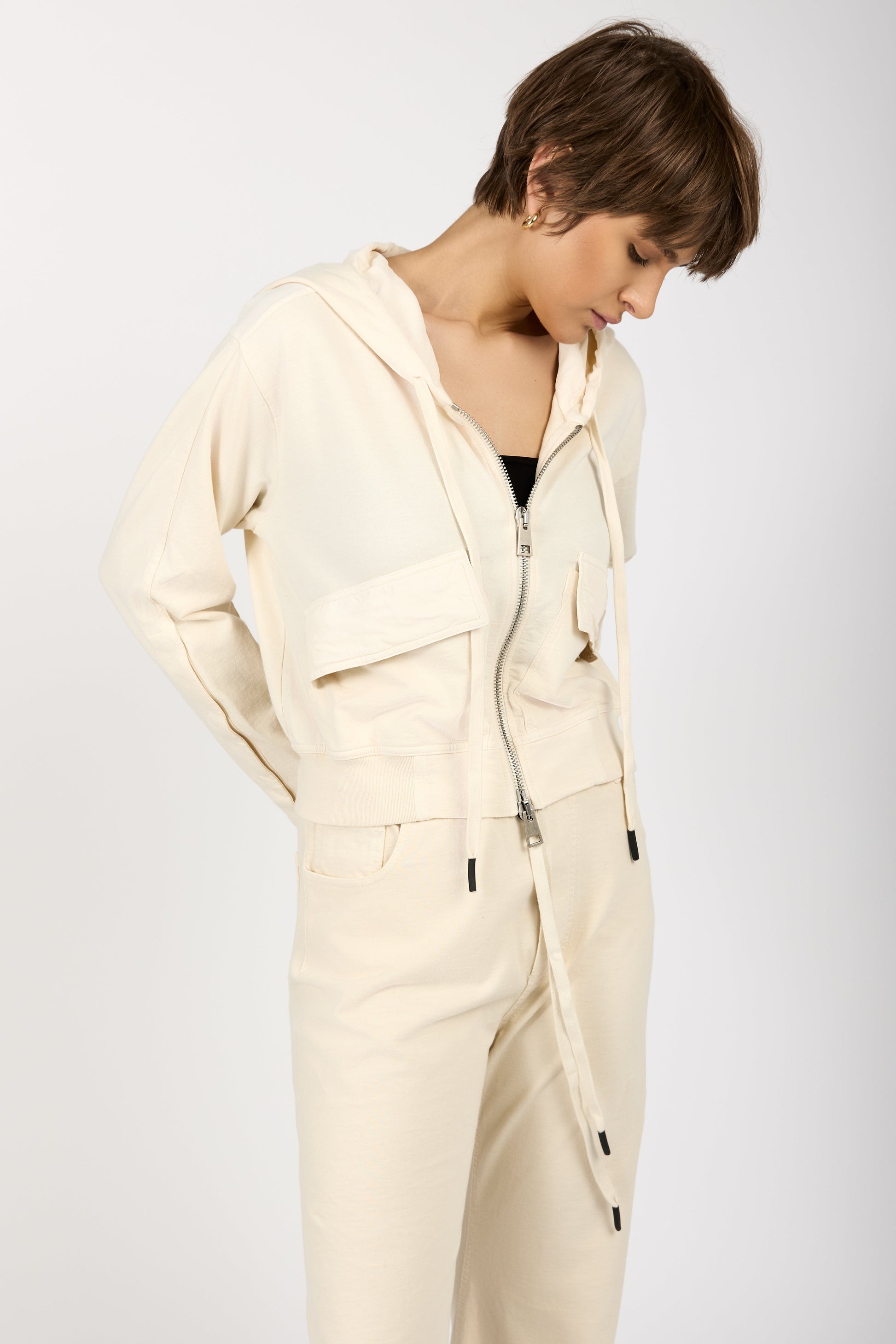 ANDREA YA'AQOV Hooded Zip-Up Jacket in Shell
