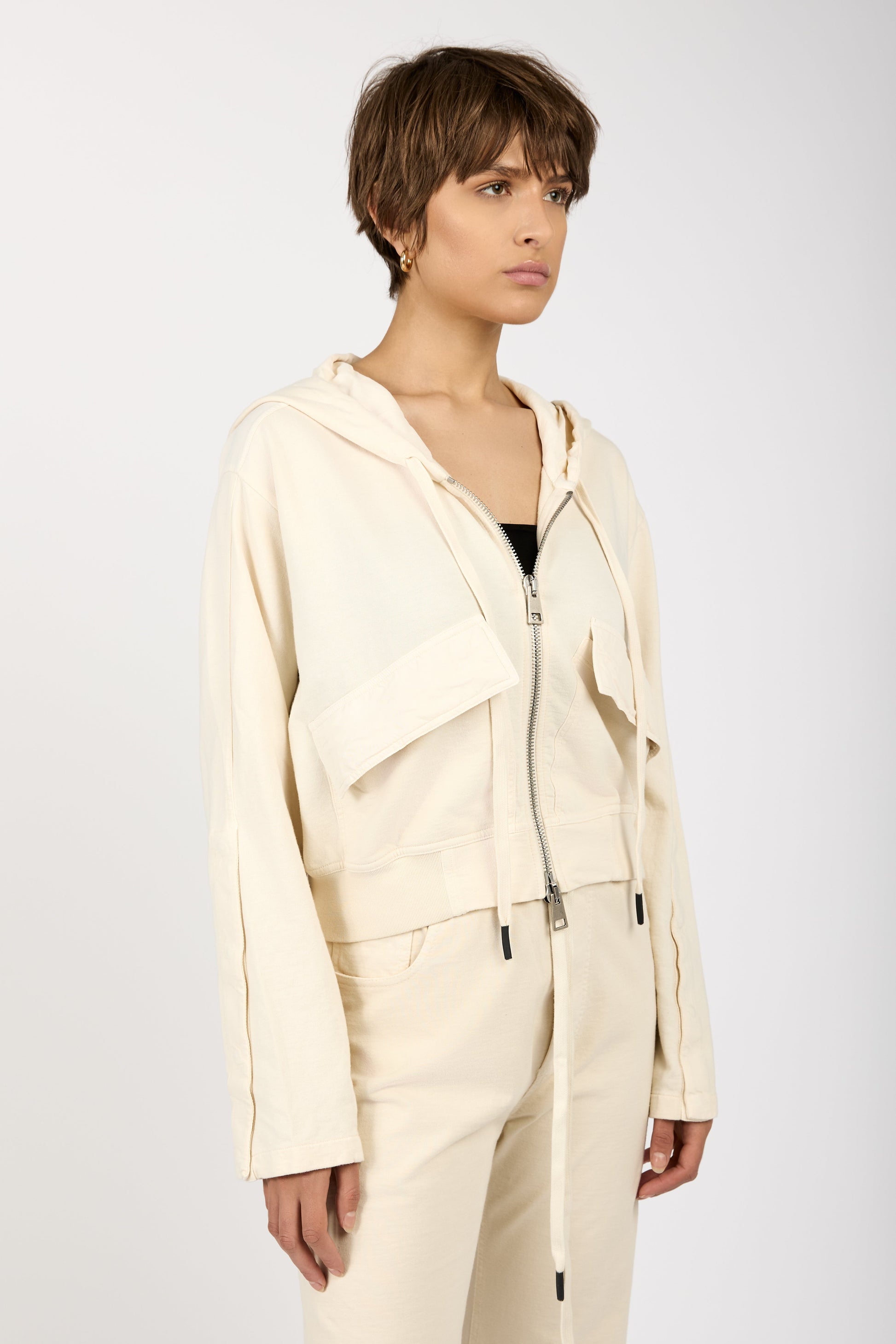 ANDREA YA'AQOV Hooded Zip-Up Jacket in Shell