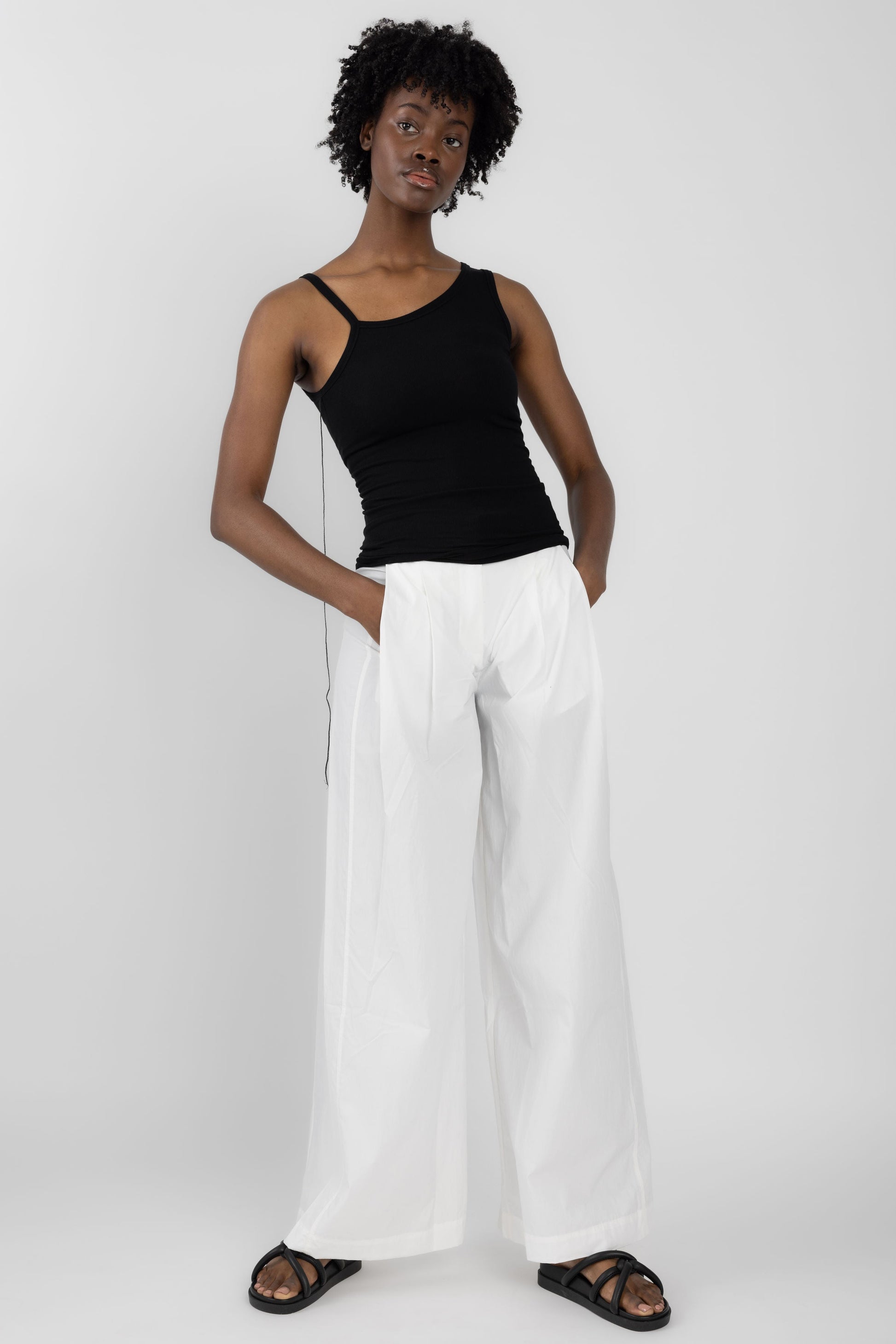 ANDREA YA'AQOV One Shoulder Tank Top in Black