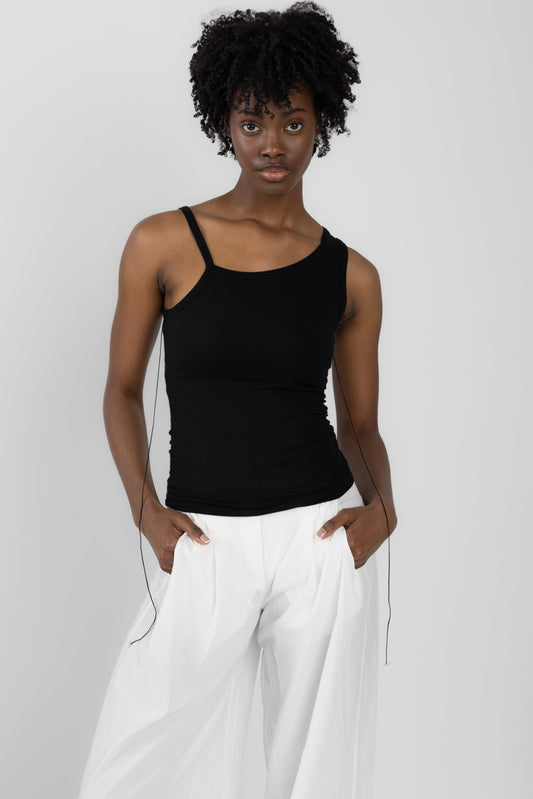 ANDREA YA'AQOV One Shoulder Tank Top in Black