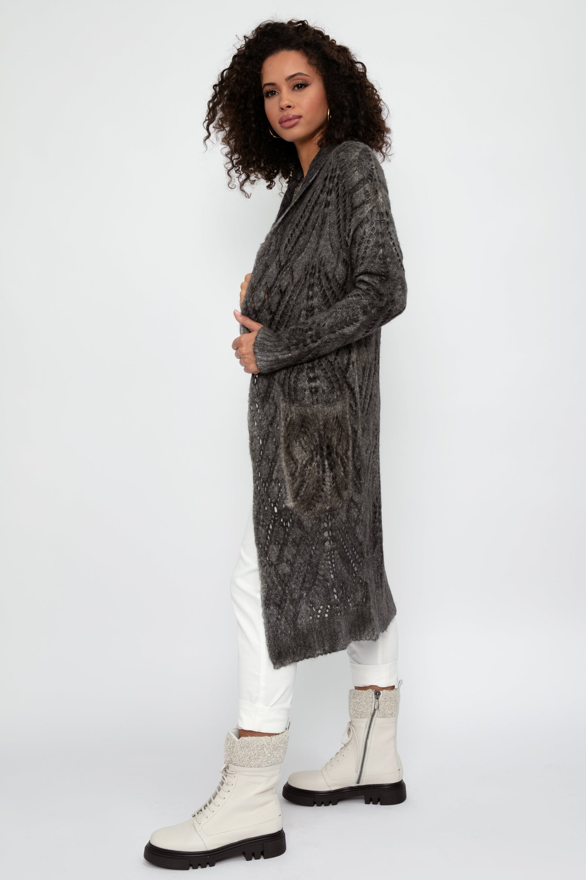AVANT TOI Alpaca Shawl Long Cardigan in Mushroom