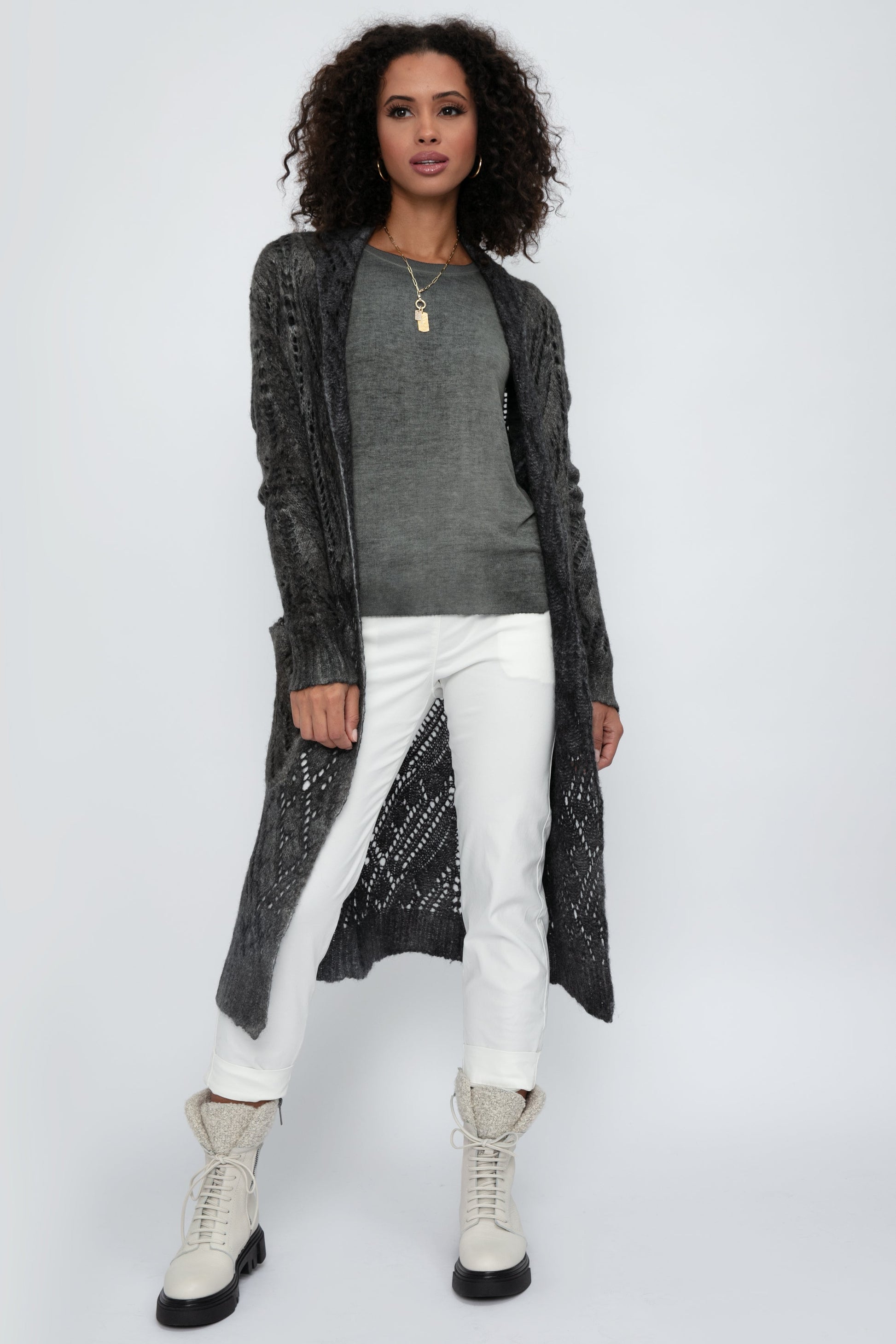 AVANT TOI Alpaca Shawl Long Cardigan in Mushroom