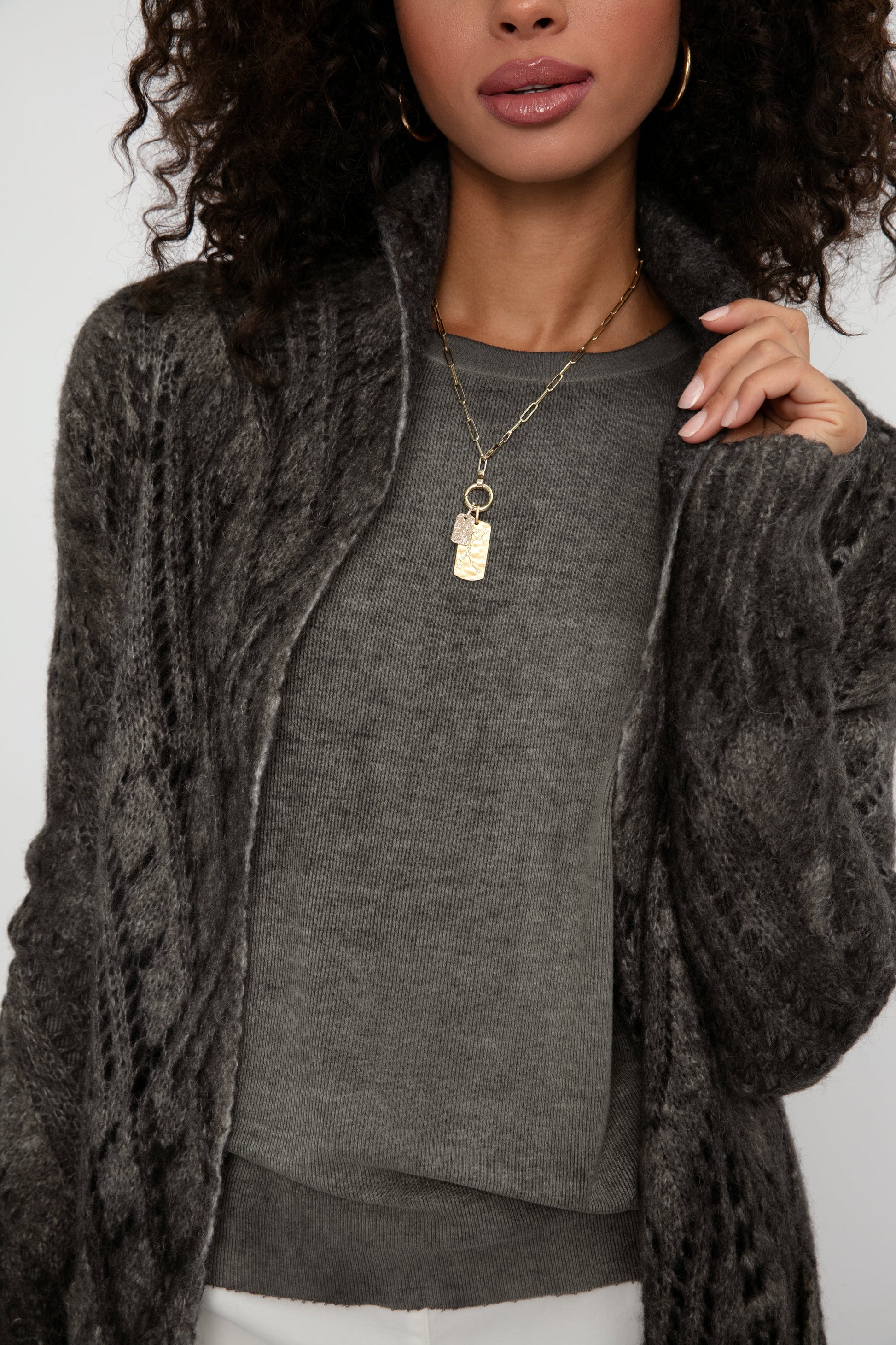 AVANT TOI Alpaca Shawl Long Cardigan in Mushroom