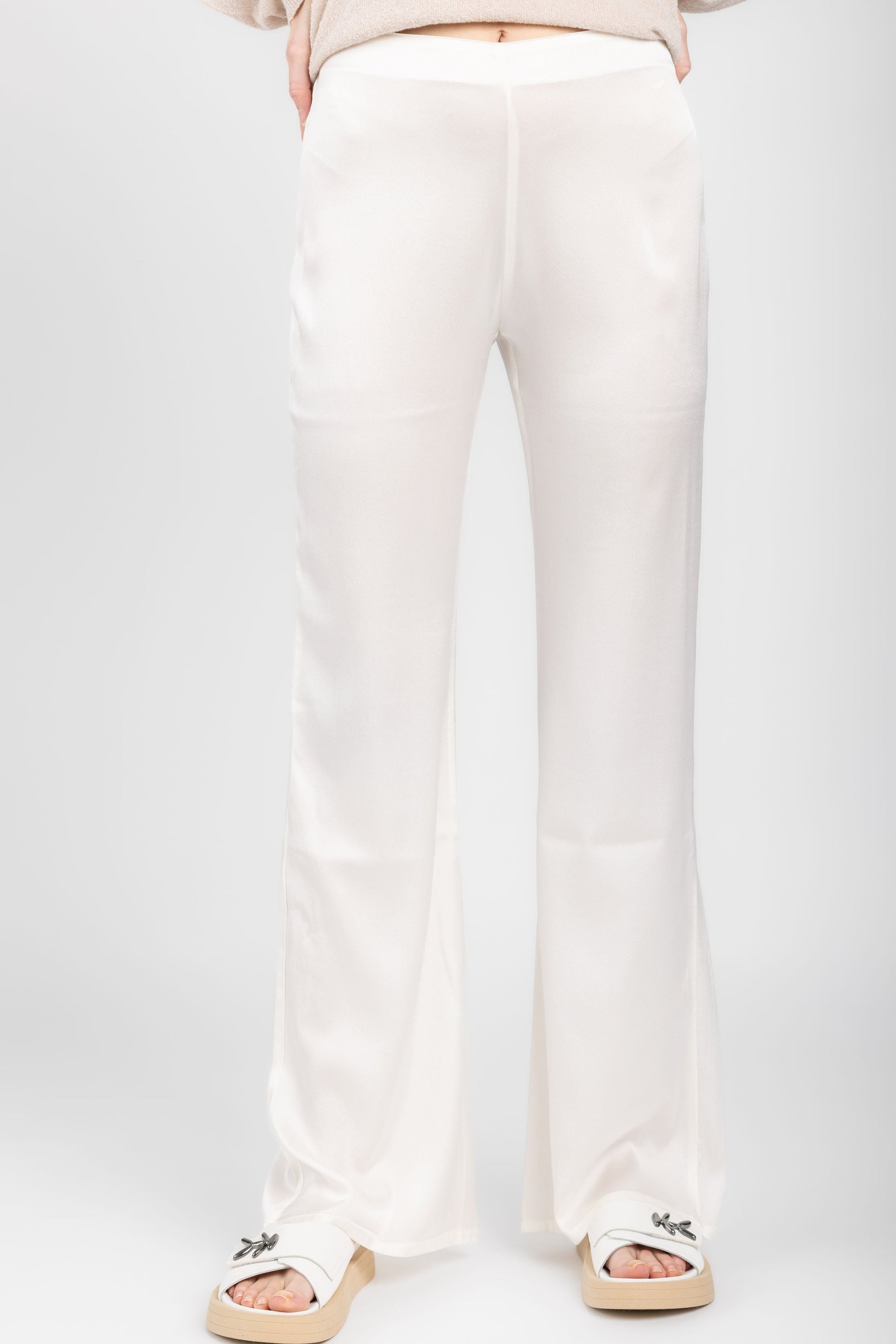 AVANT TOI Hand-Painted Silk Pant in Bianco