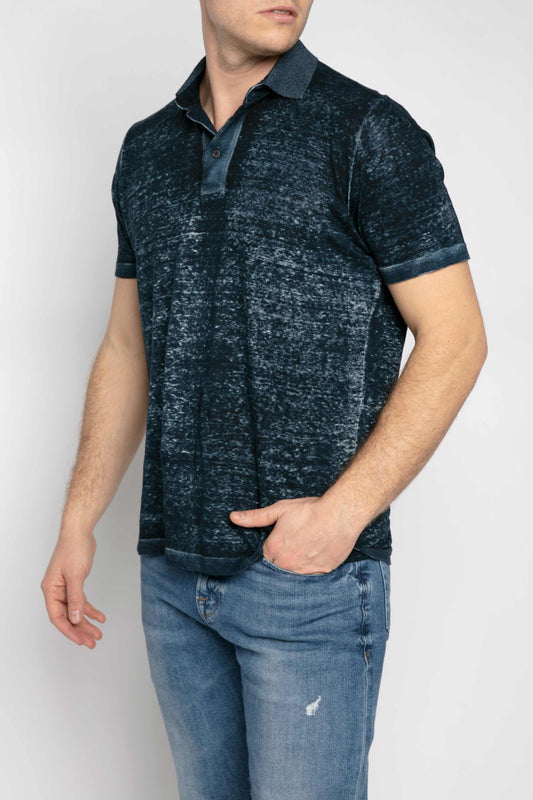 AVANT TOI Linen Polo Shirt in Navy