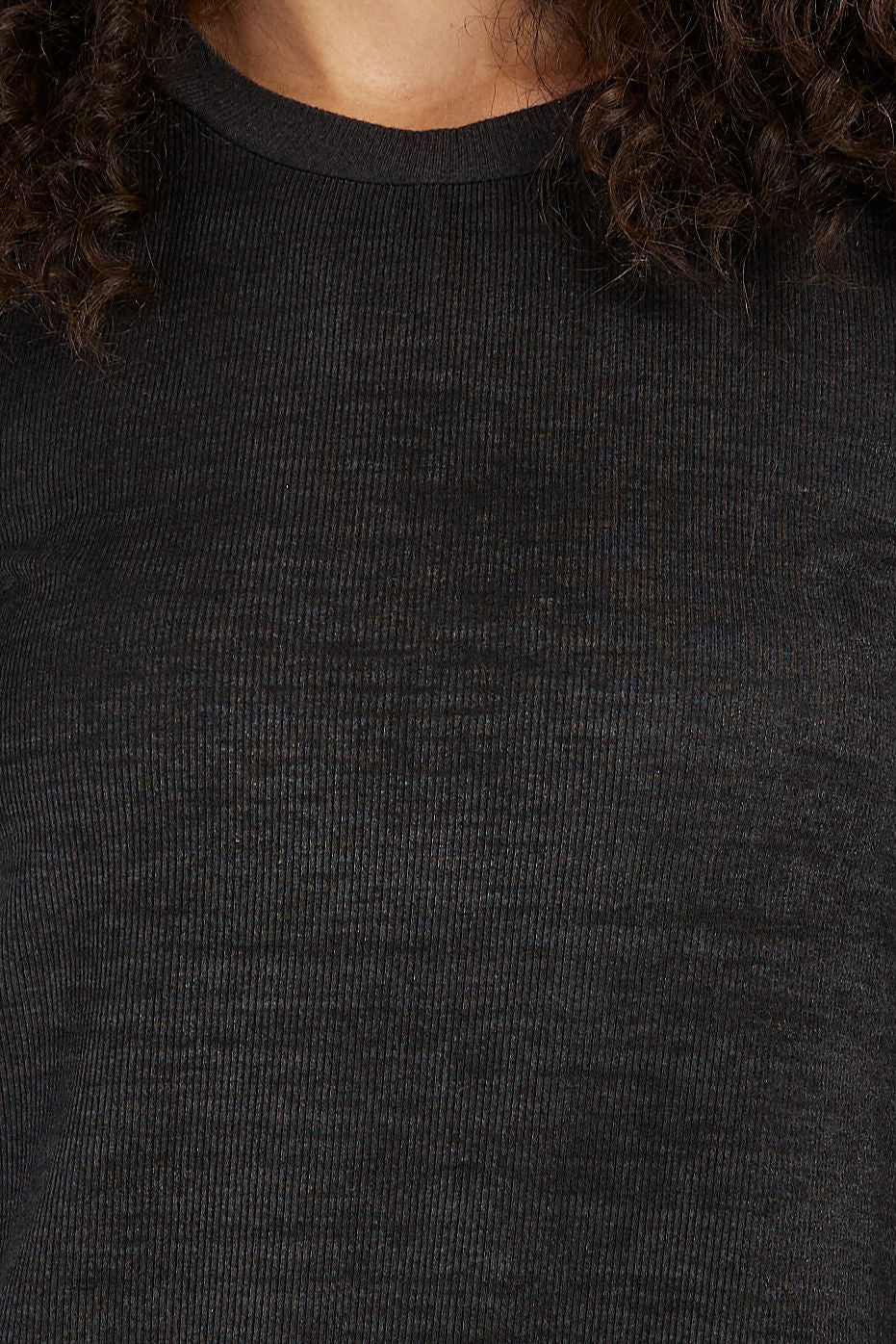 AVANT TOI Ribbed Long Sleeve Top in Nero