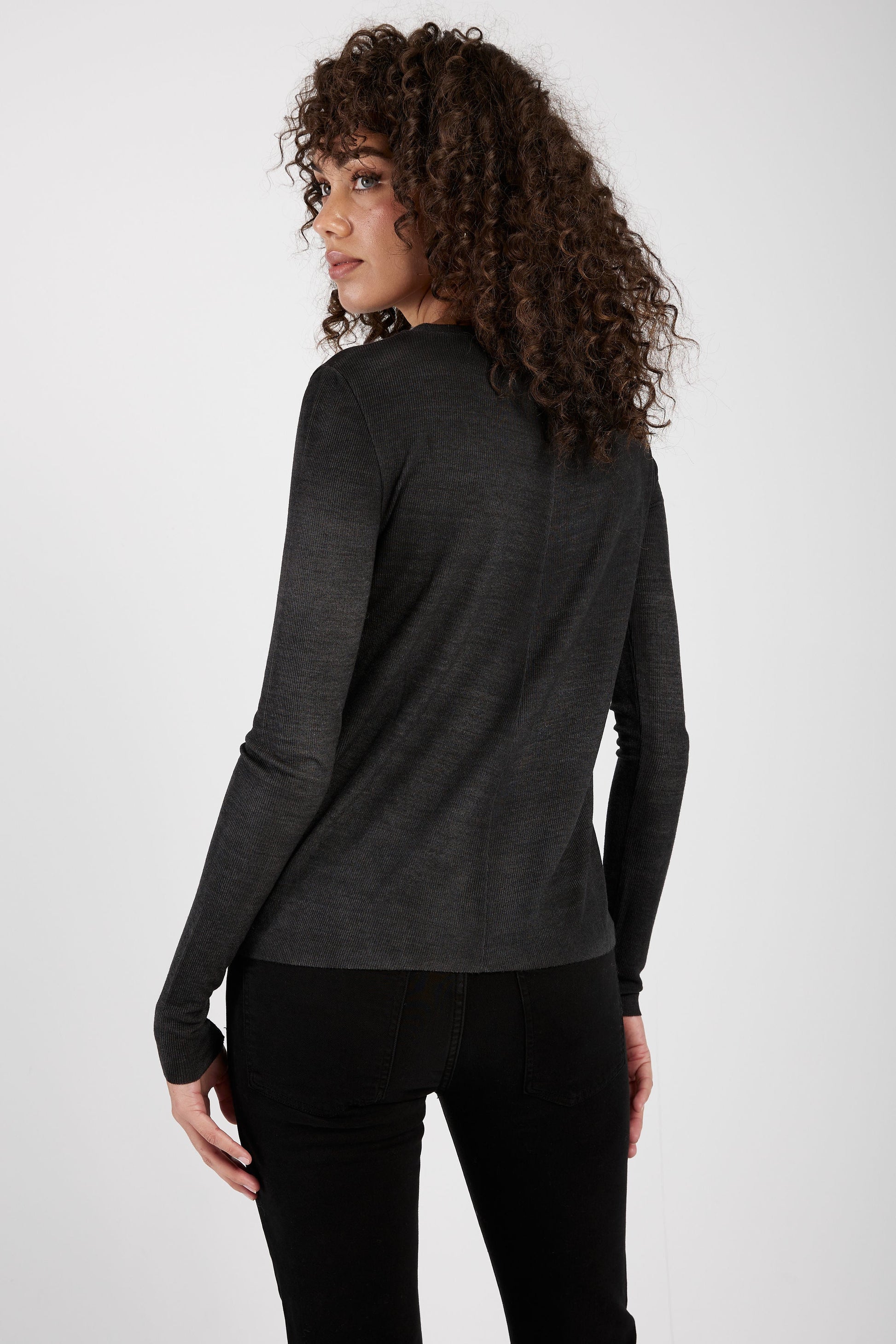 AVANT TOI Ribbed Long Sleeve Top in Nero