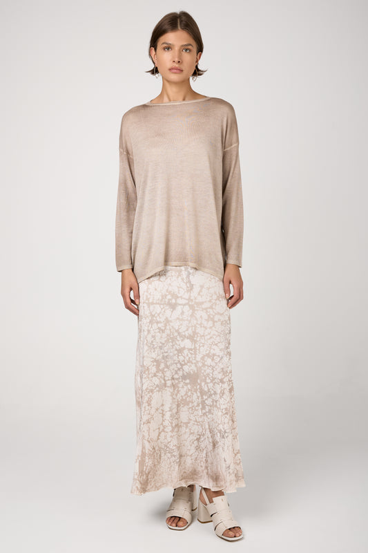 Cashmere Silk Pullover Sweater in Noce Moscata