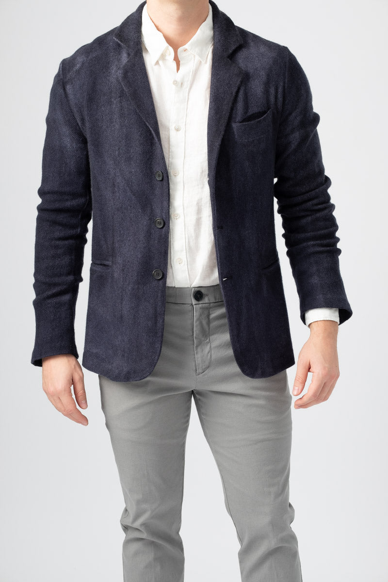 AVANT TOI Wool Blazer in Navy Blue