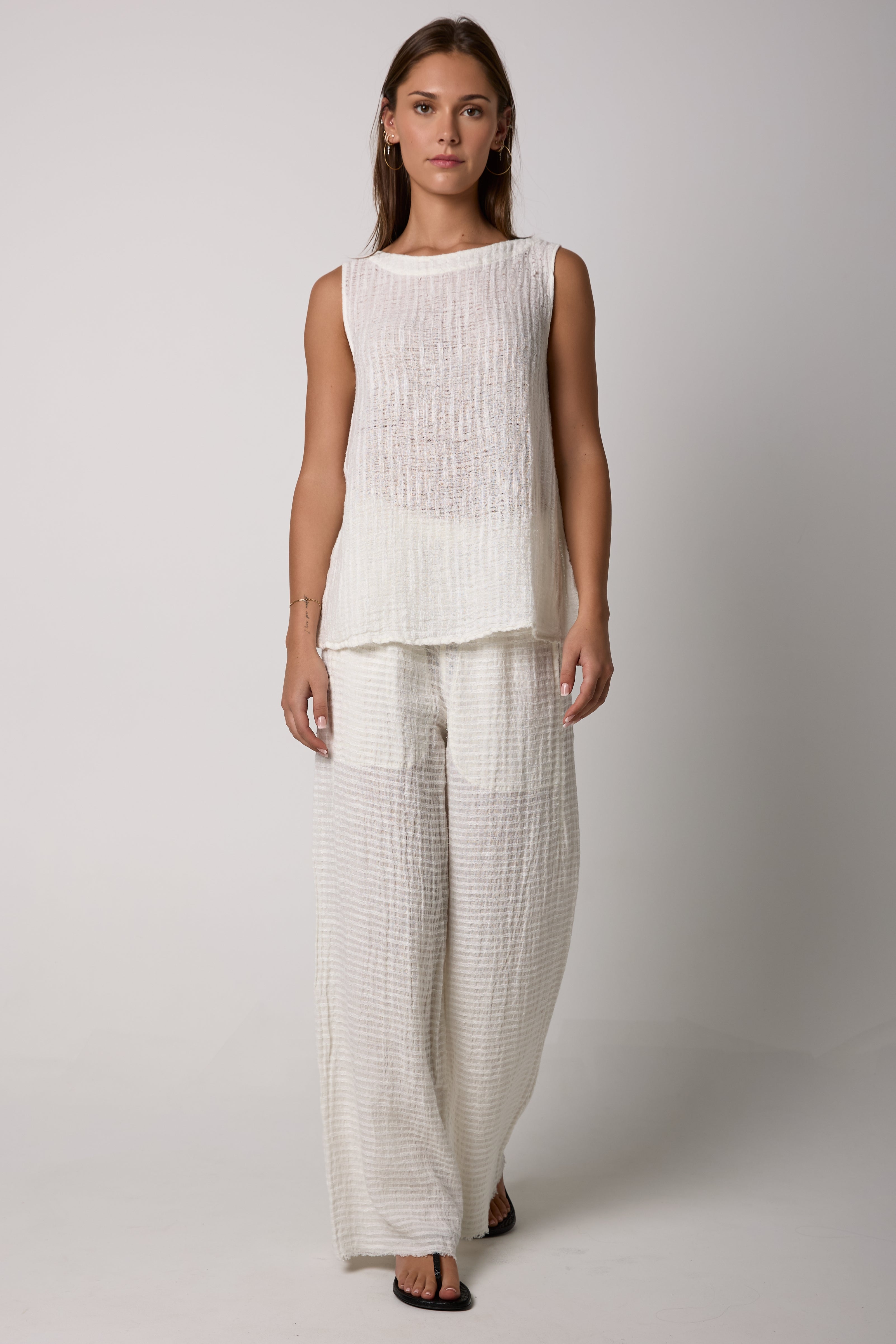 Pantalone Tritone Tela Uffizi Linen Pant in Latte