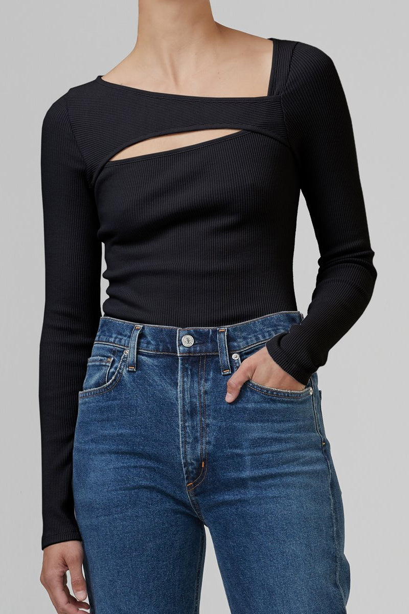 CITIZENS OF HUMANITY Iris Cut Out Top in Black