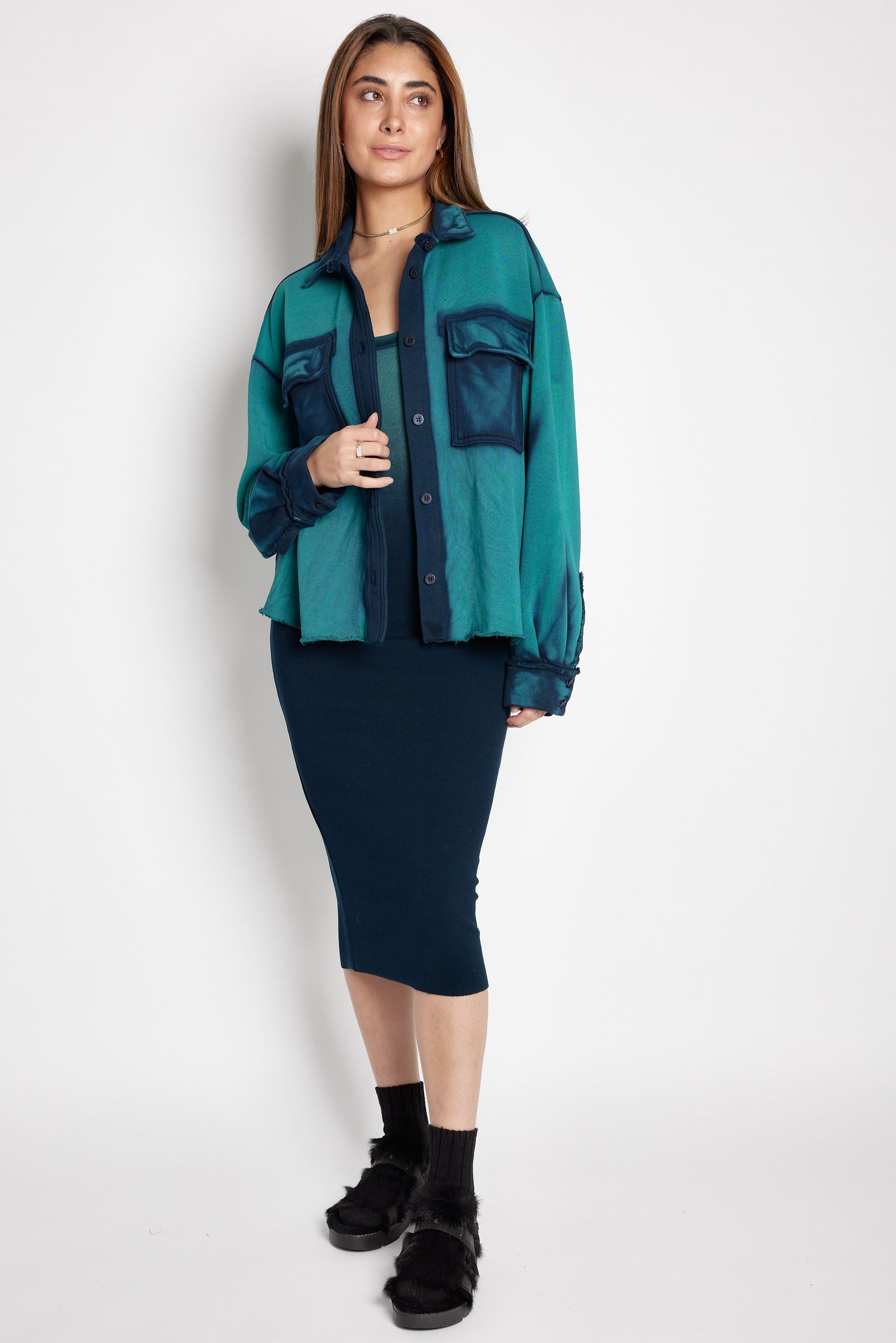 COTTON CITIZEN Verona Midi Dress in Blue Cast