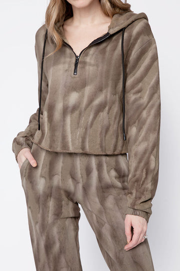 COTTON CITIZEN Brooklyn Crop Zip Hoodie in Ash Drip