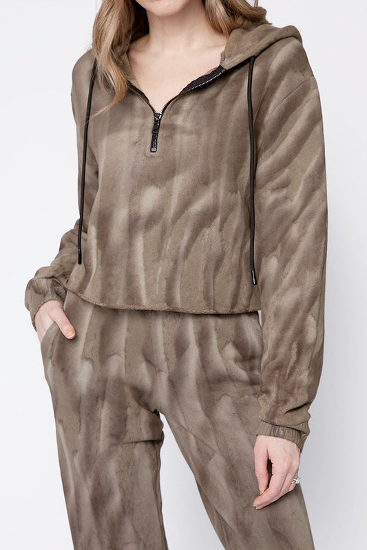 COTTON CITIZEN Brooklyn Crop Zip Hoodie in Ash Drip