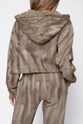 COTTON CITIZEN Brooklyn Crop Zip Hoodie in Ash Drip