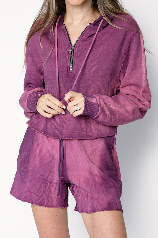 COTTON CITIZEN Brooklyn Crop Zip in Lavender Mix