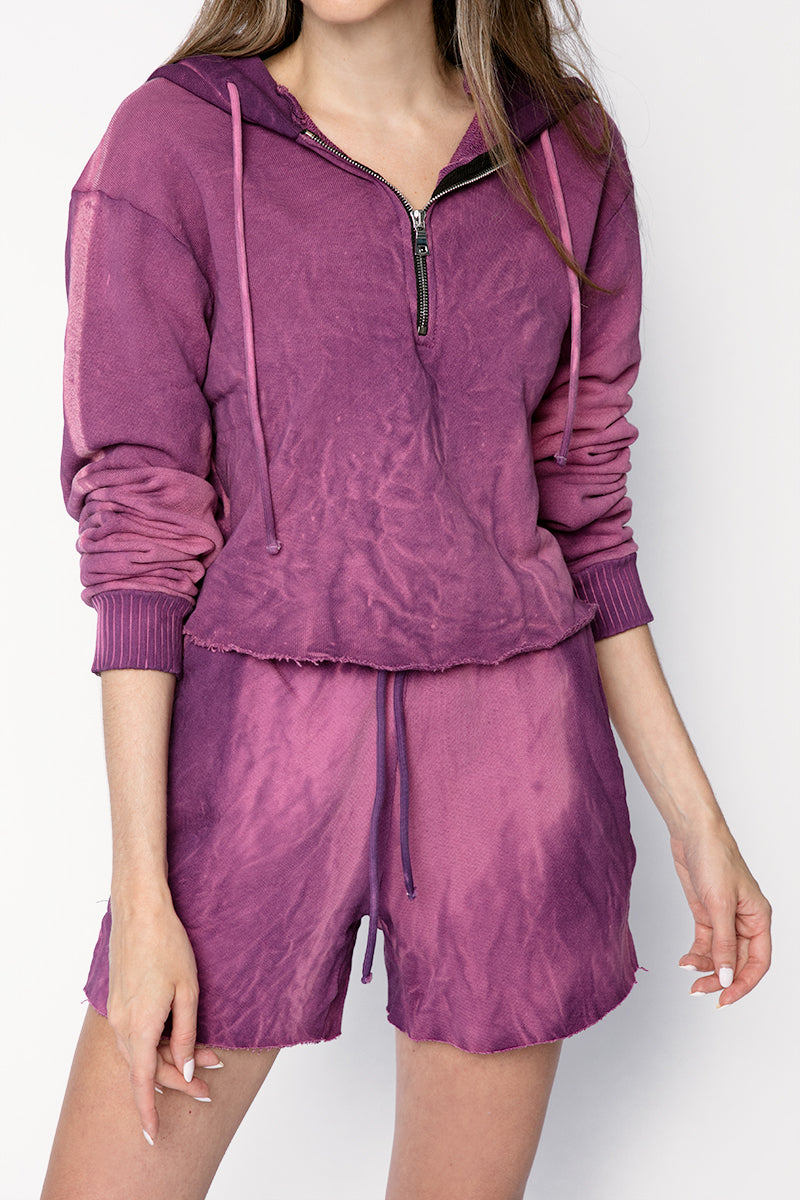 COTTON CITIZEN Brooklyn Crop Zip in Lavender Mix