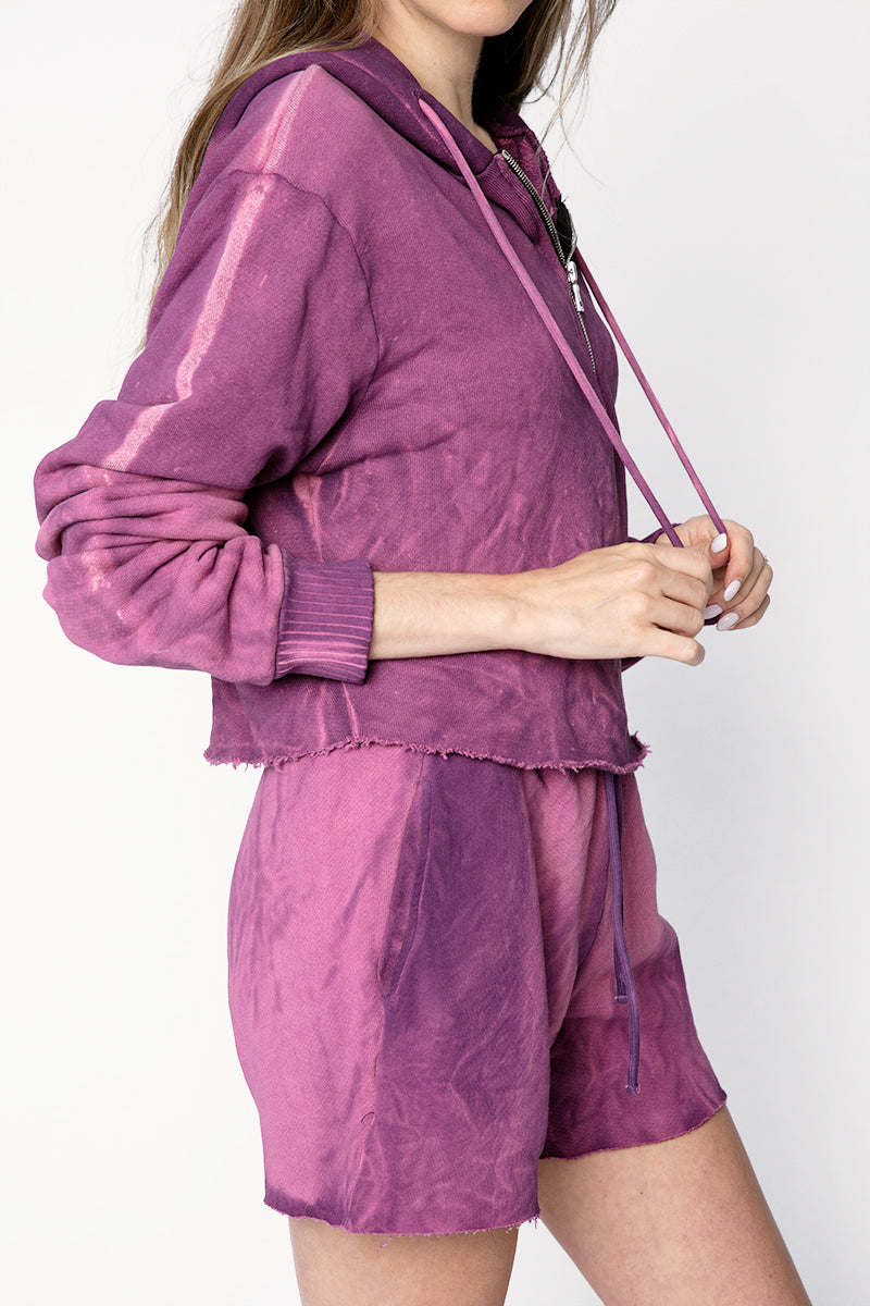 COTTON CITIZEN Brooklyn Crop Zip in Lavender Mix