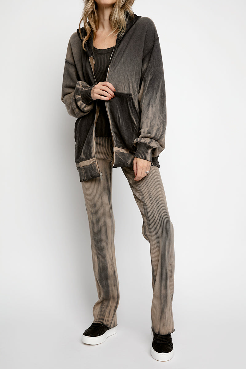 COTTON CITIZEN Brooklyn Oversized Zip Hoodie in Fossil Mix