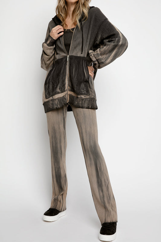 COTTON CITIZEN Brooklyn Oversized Zip Hoodie in Fossil Mix