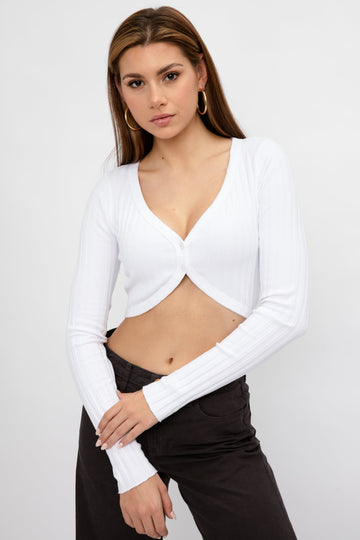 COTTON CITIZEN Capri Crop Cardigan in White