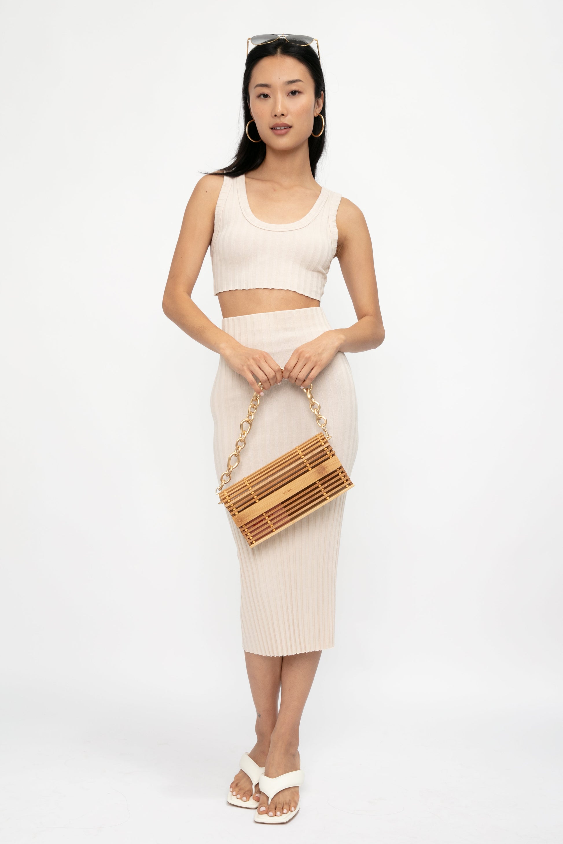 COTTON CITIZEN Capri Crop Tank in Oatmeal