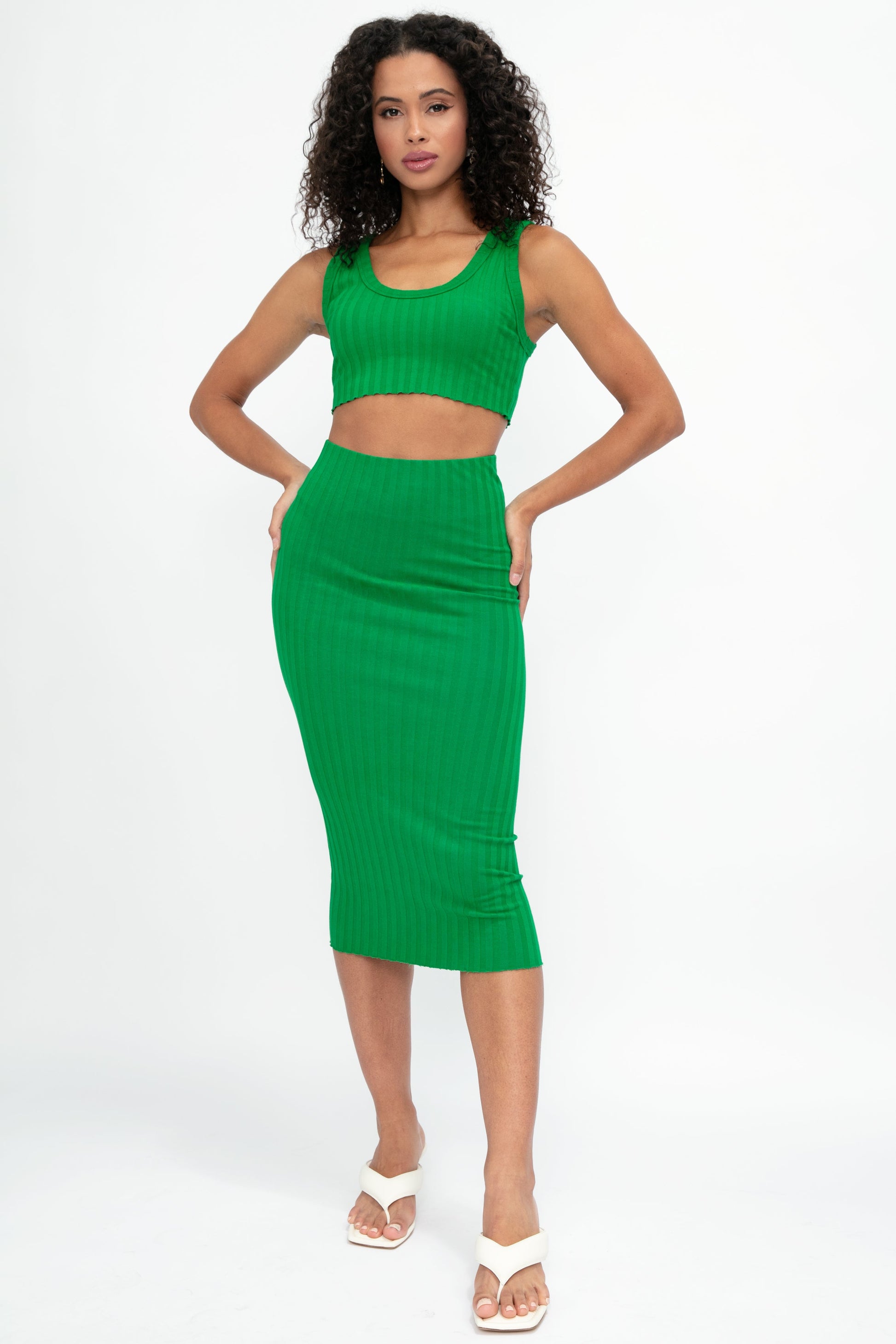 COTTON CITIZEN Capri Midi Skirt in Kelly Green