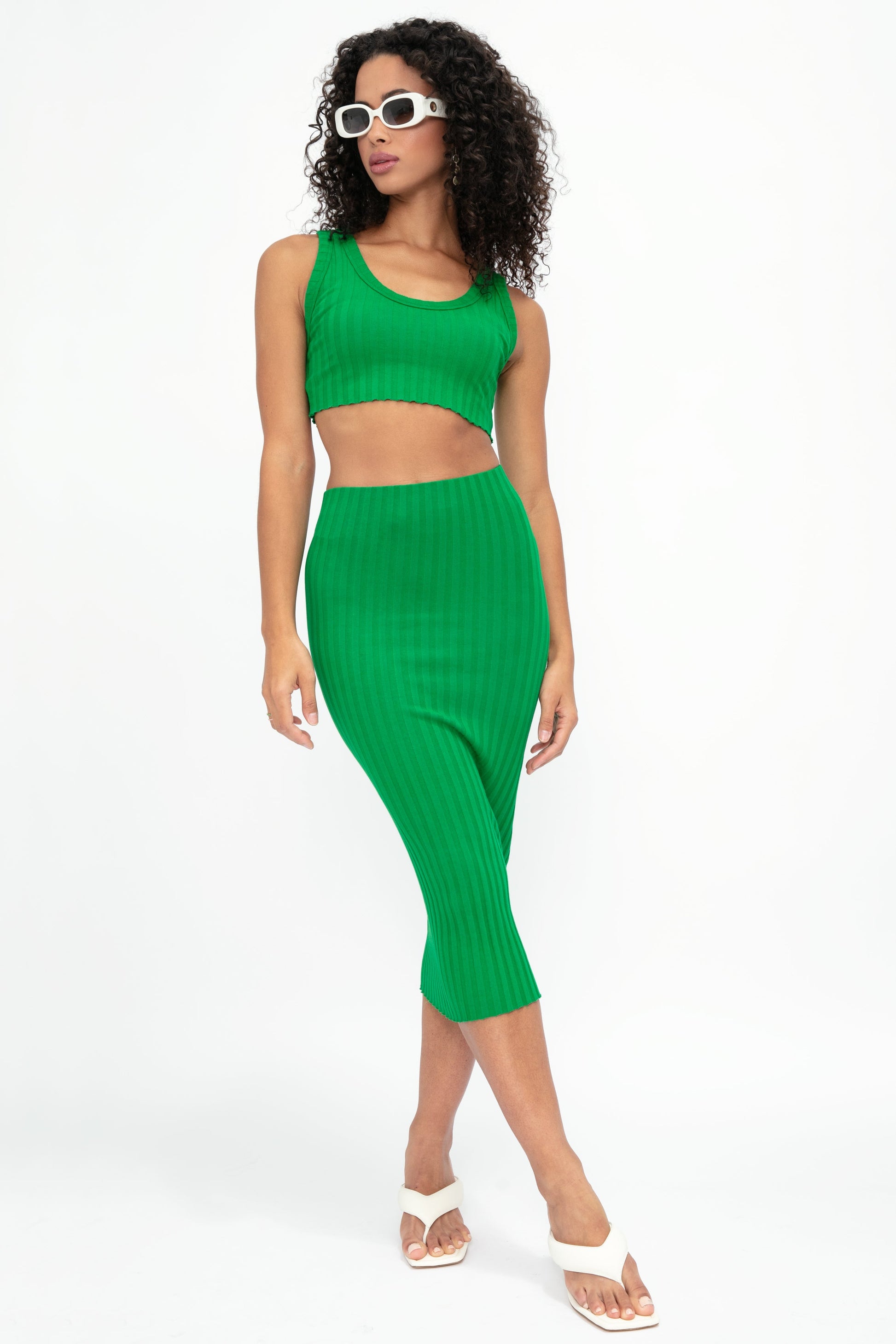 COTTON CITIZEN Capri Midi Skirt in Kelly Green