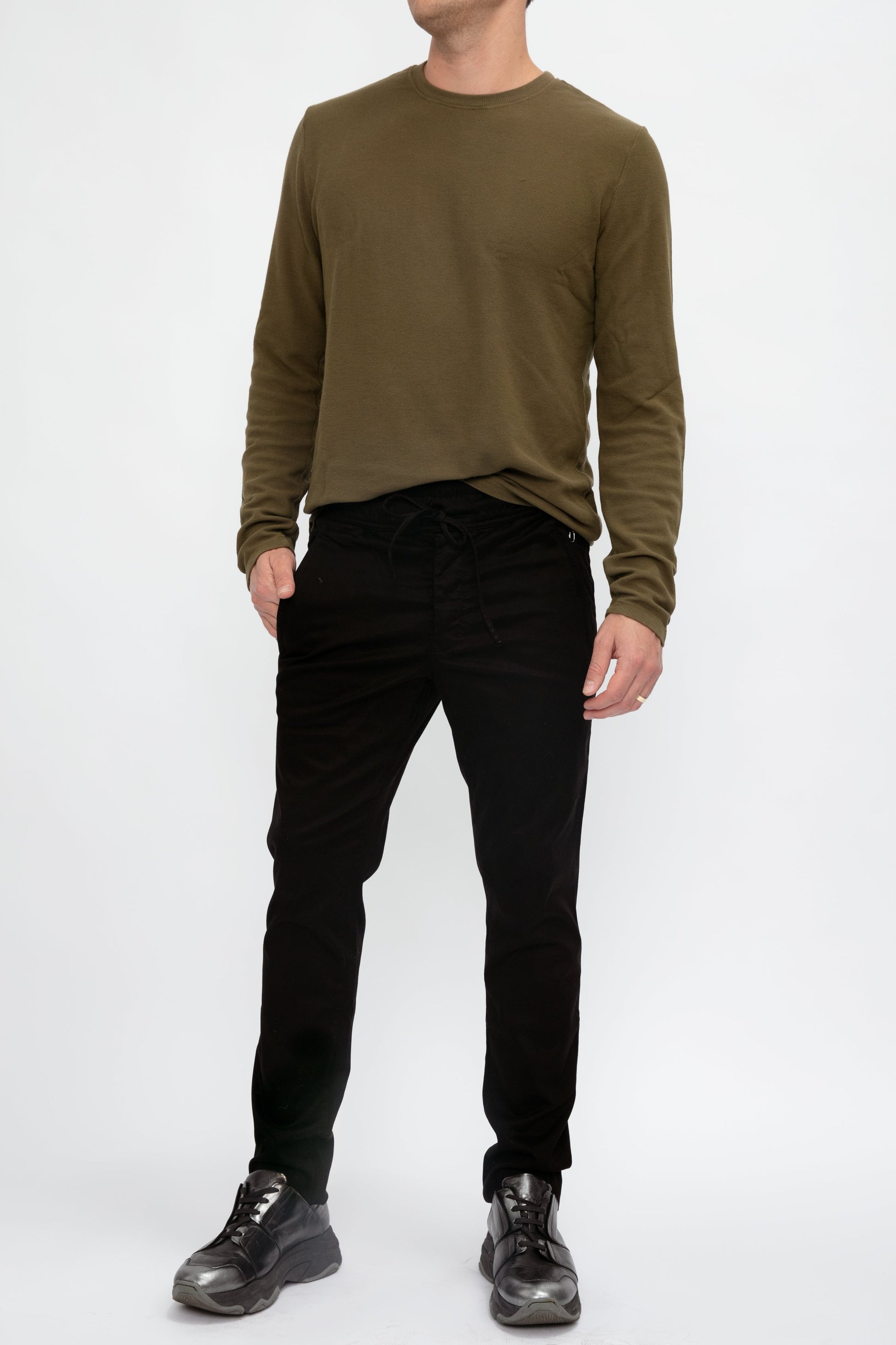 COTTON CITIZEN Hendrix Crewneck Shirt in Olive