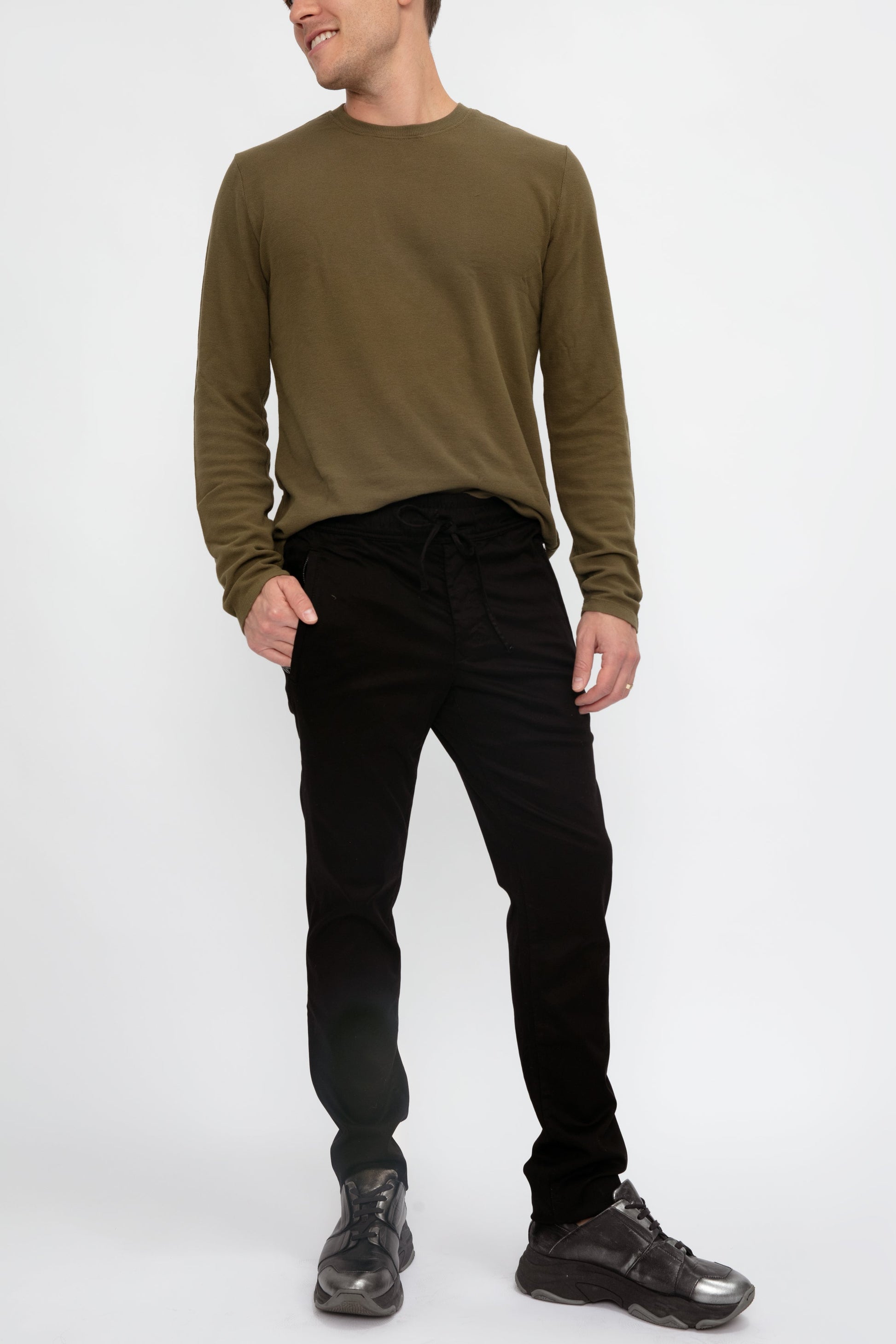 COTTON CITIZEN Hendrix Crewneck Shirt in Olive