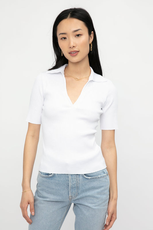 COTTON CITIZEN Ibiza Short Sleeve Polo in White