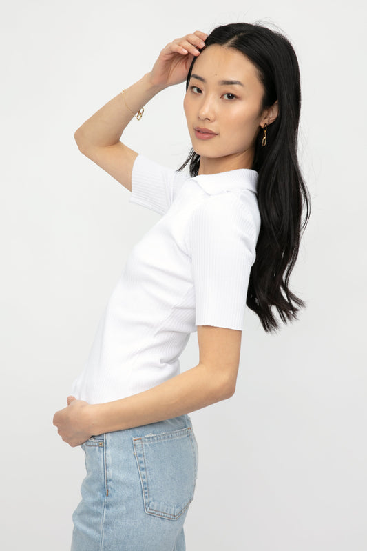 COTTON CITIZEN Ibiza Short Sleeve Polo in White