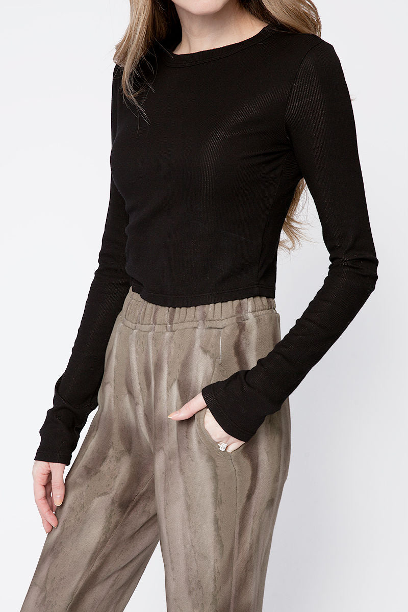 COTTON CITIZEN Verona Crop Shirt in Jet Black