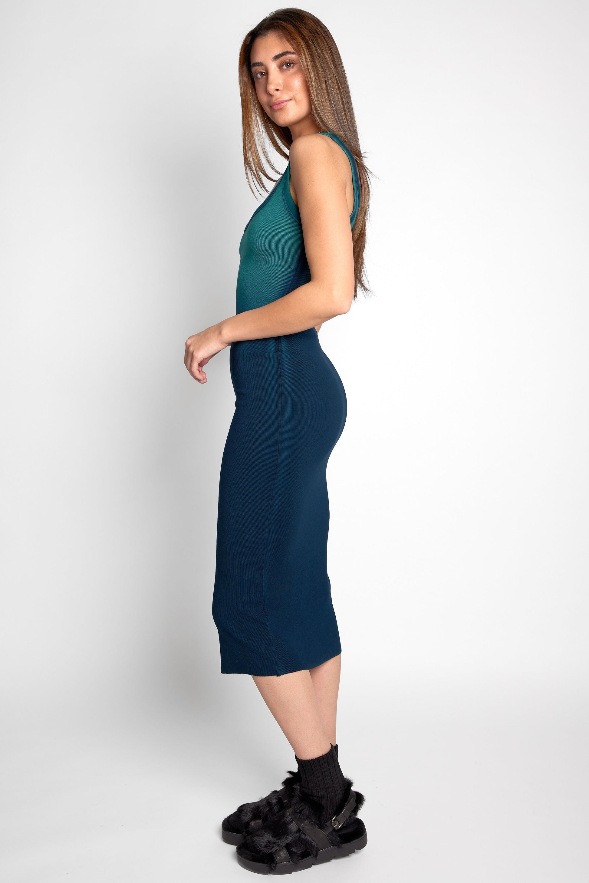 COTTON CITIZEN Verona Midi Dress in Blue Cast