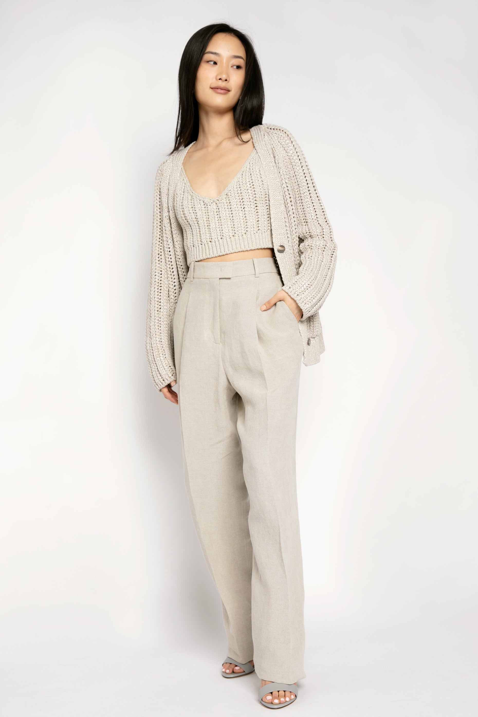 FABIANA FILIPPI Linen Trouser Pant in Dune