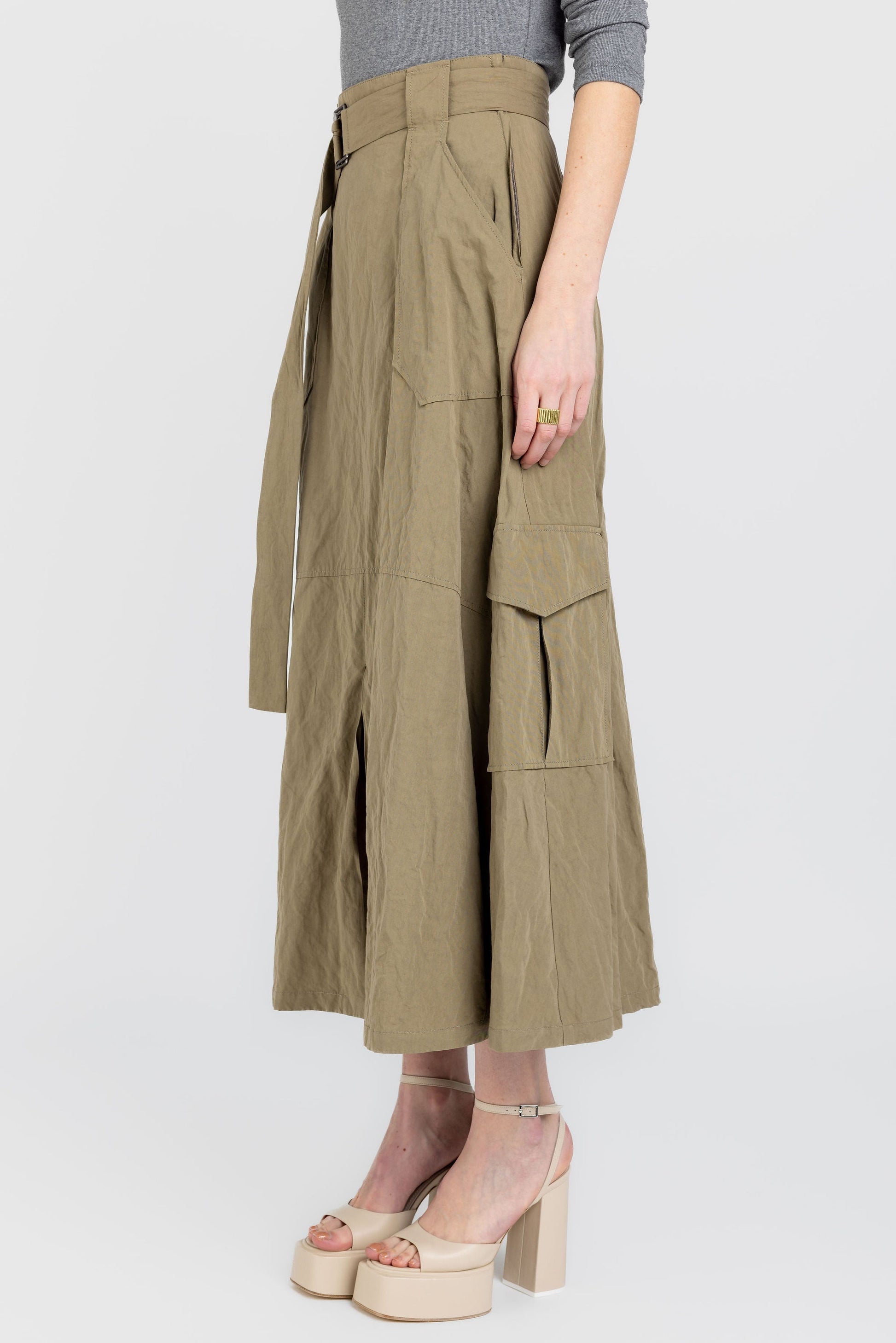 FABIANA FILIPPI Cotton Cargo Skirt in Fango