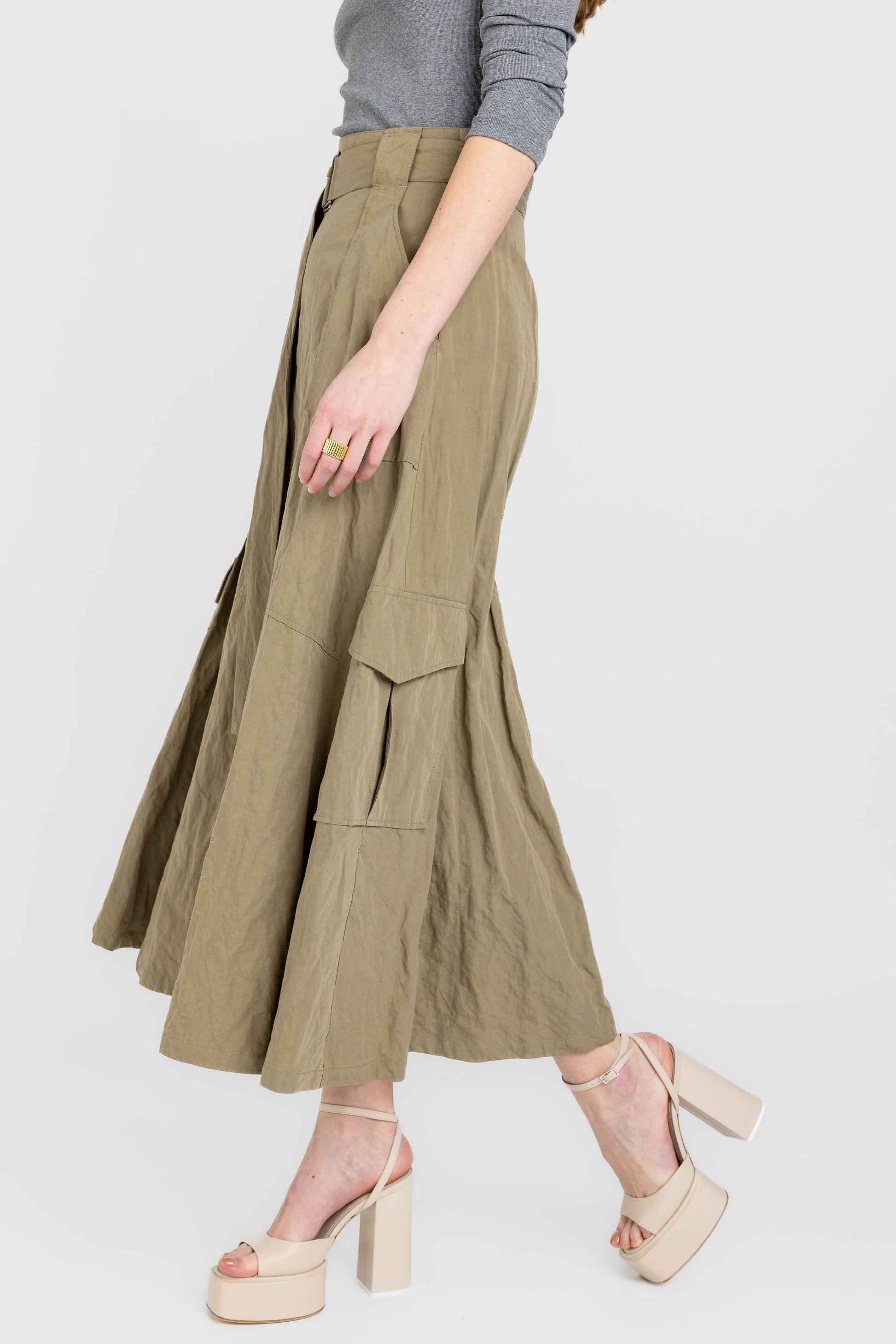 FABIANA FILIPPI Cotton Cargo Skirt in Fango