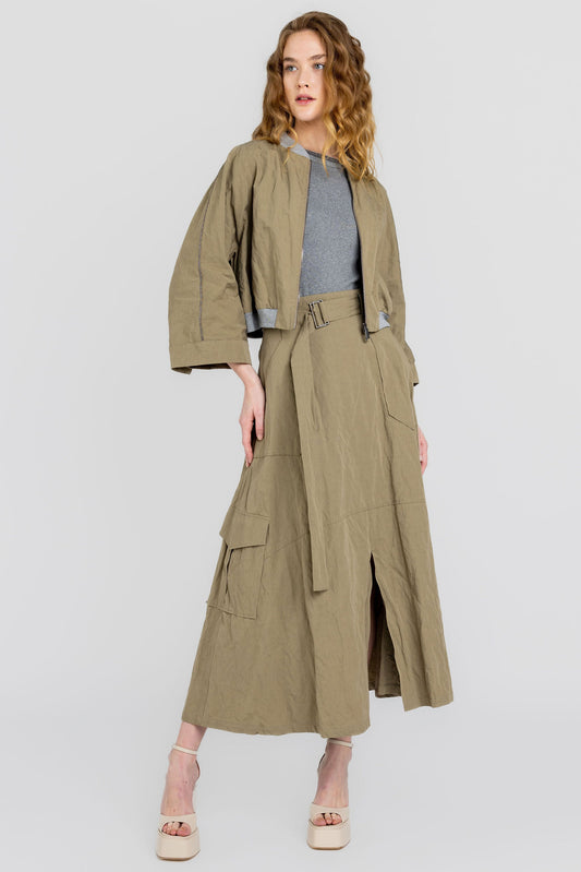 FABIANA FILIPPI Cotton Cargo Skirt in Fango