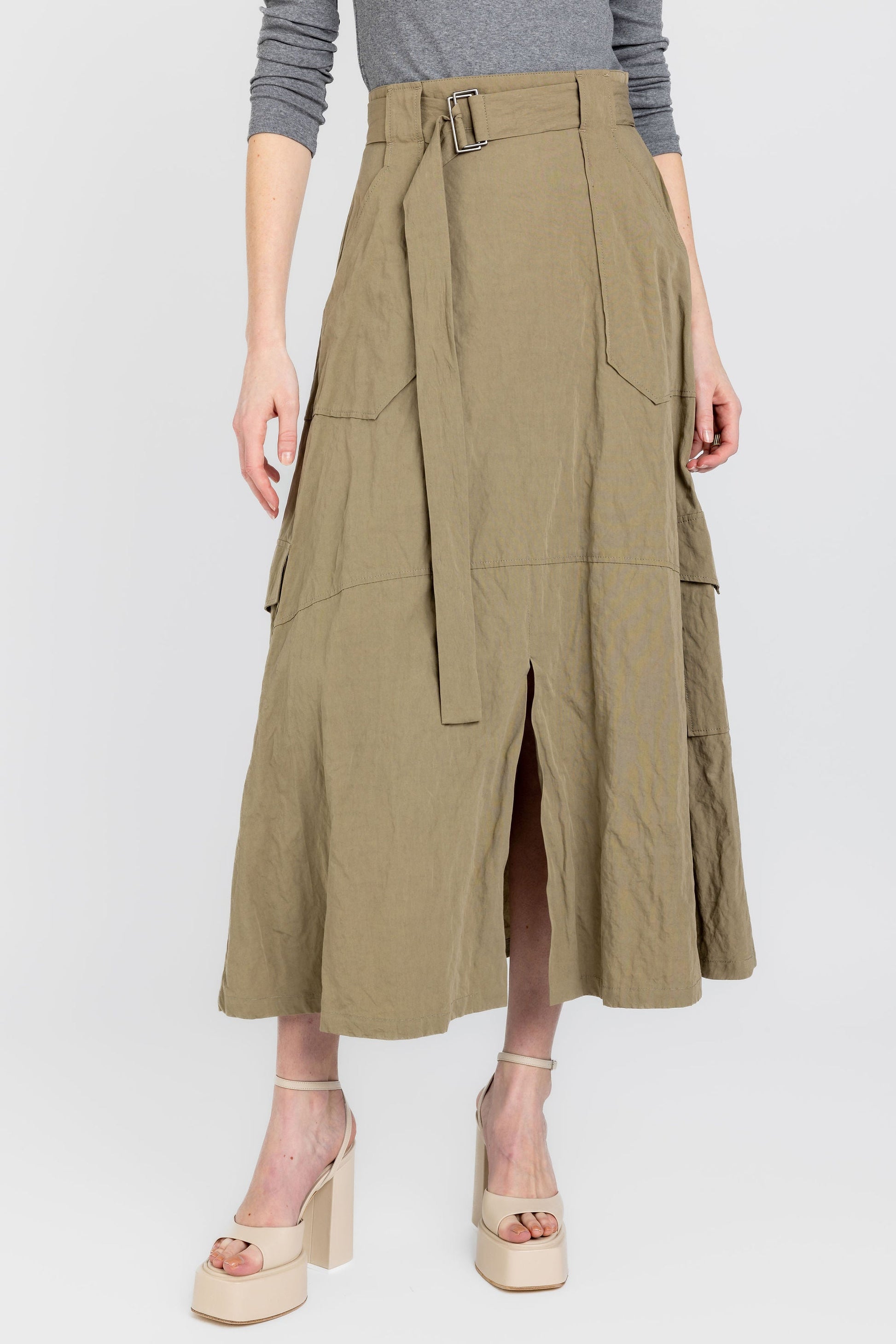 FABIANA FILIPPI Cotton Cargo Skirt in Fango