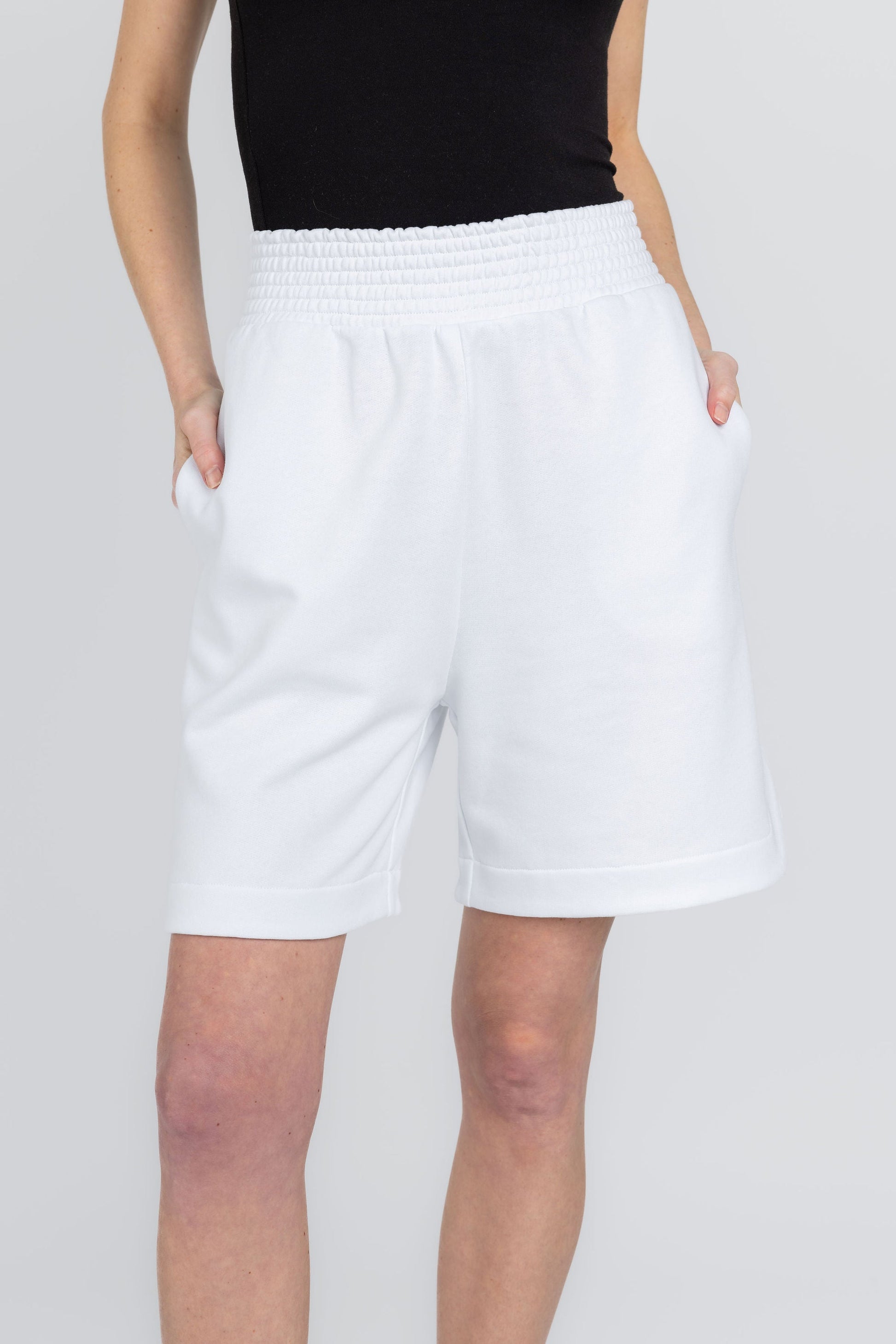 FABIANA FILIPPI Cotton Bermuda Sweat Short in White