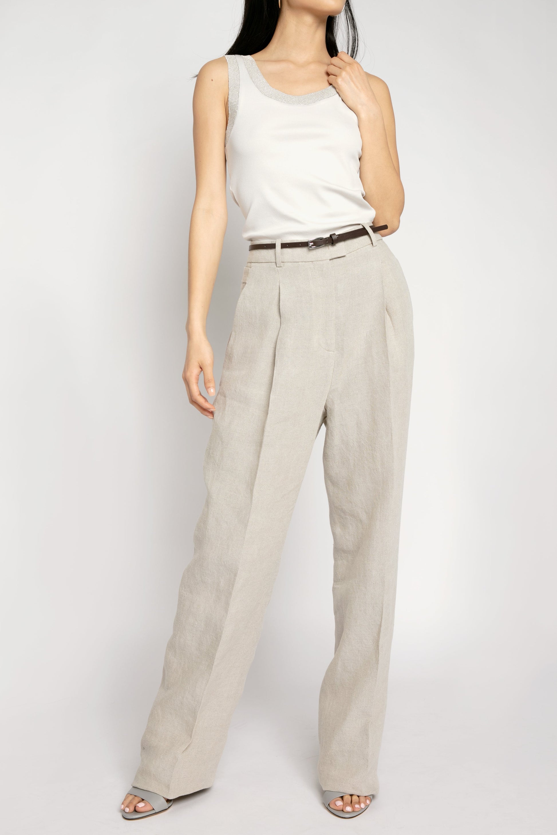 FABIANA FILIPPI Linen Trouser Pant in Dune