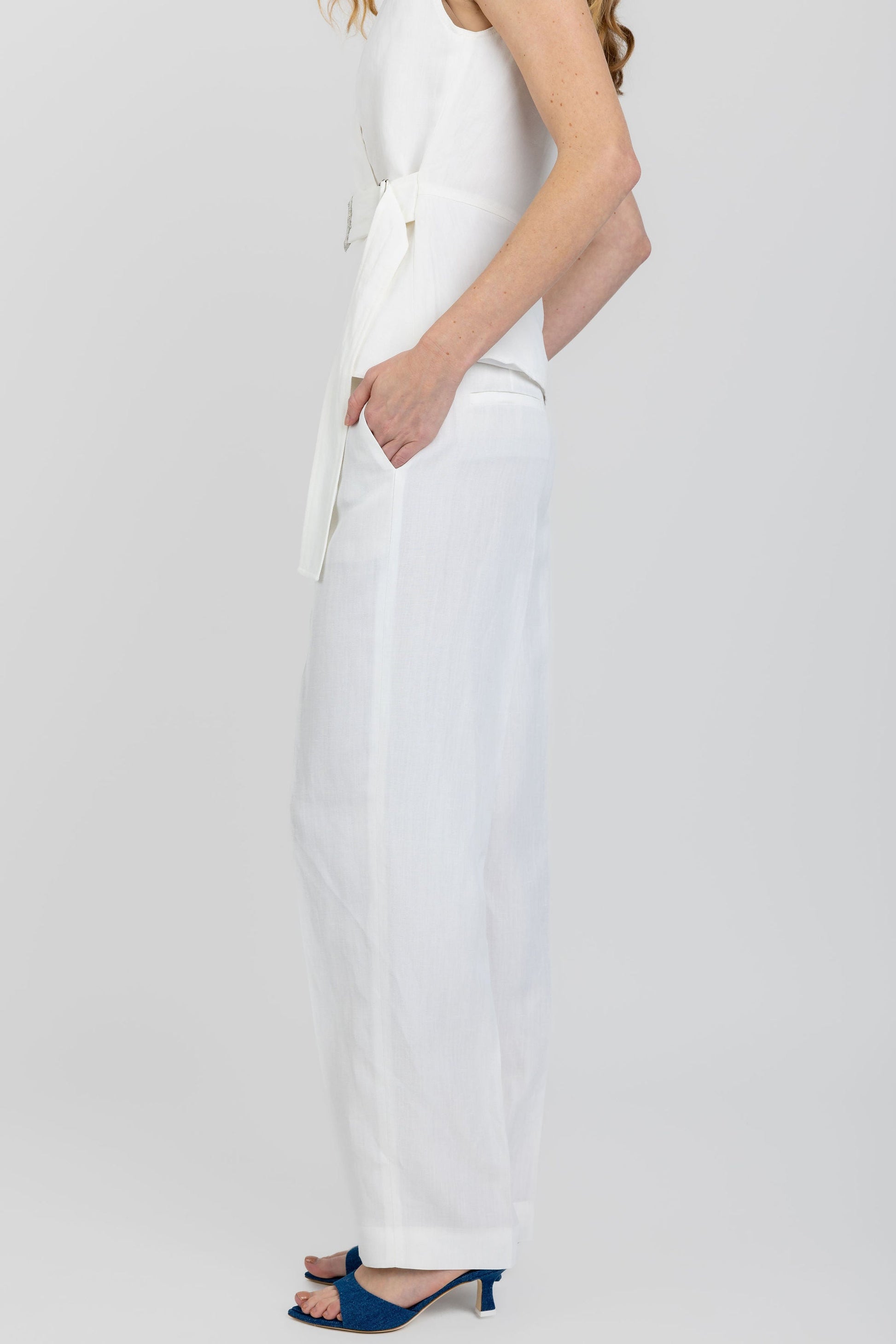 FABIANA FILIPPI Linen Viscose Trouser Pant in Raffia