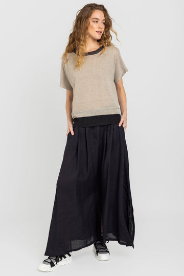 FABIANA FILIPPI Long Linen Skirt in Nero